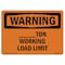 Signmission OSHA WARNING Sign, Custom -Ton Working Load Limit, 18in X 12in Decal, 18" W, 12" H, Landscape OS-WS-D-1218-L-12541 - alternate 1